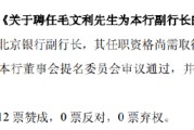 梦见吃鸡北京银行：同意聘任毛文利为副行长